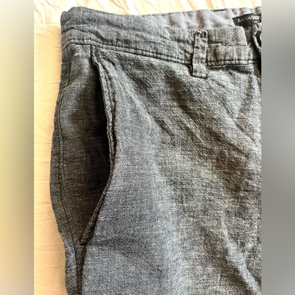 Banana Republic Men’s Unisex Gray Blue Linen Blend Shorts w Pockets Size 29 - Picture 2 of 12